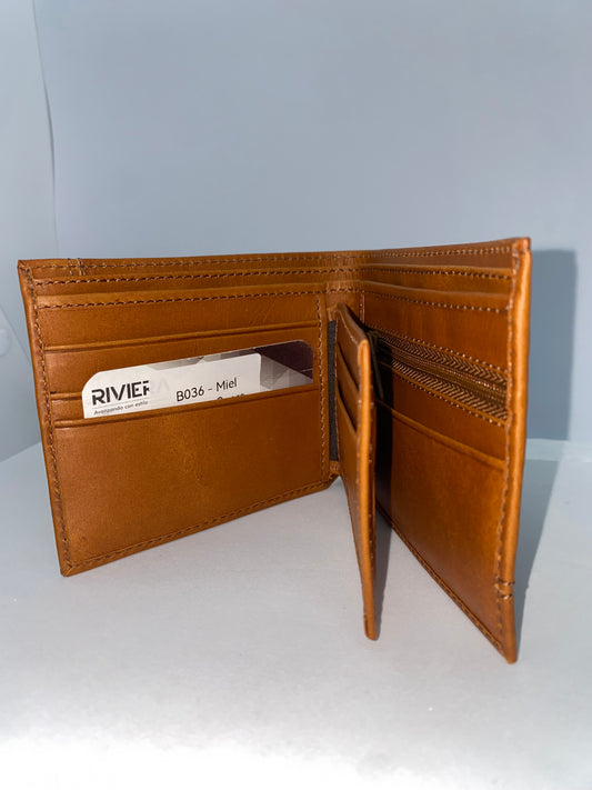B036 - Billetera de cuero graso marca Quality Leather