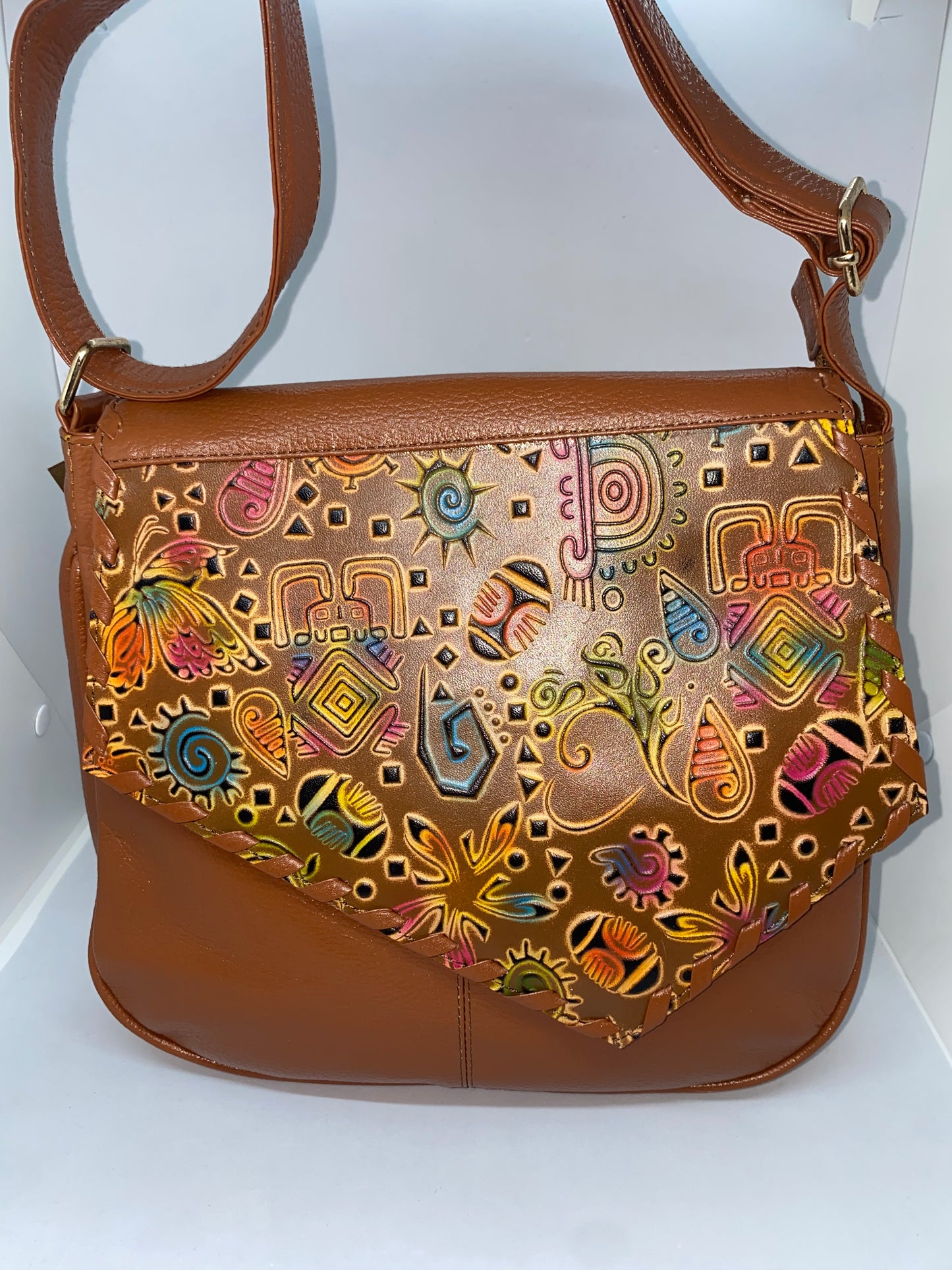 BDP69 - Bolso de cuero Graso para dama estilo pintado marca Quality Leather