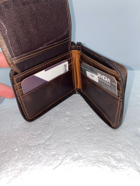 B6059 - Billetera de cuero con zipper marca Riviera