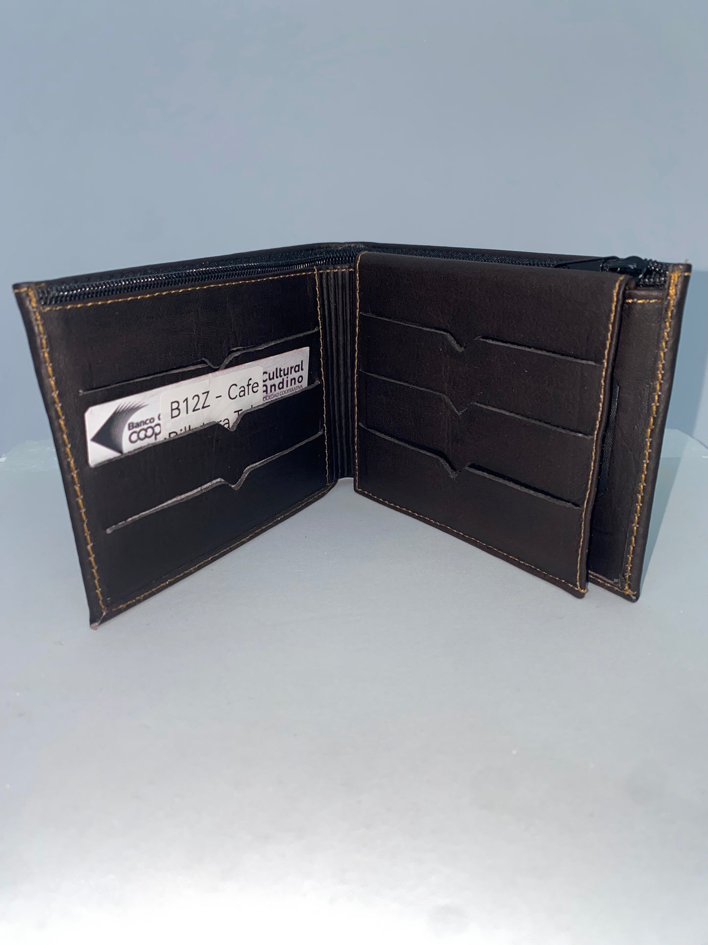 B12Z - Billetera de cuero tula con zipper marca Quality Leather