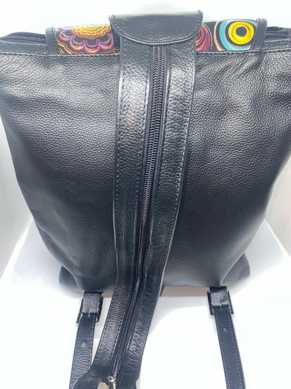 MPN69 - Mochila de cuero graso pintada para dama marca Quality Leather