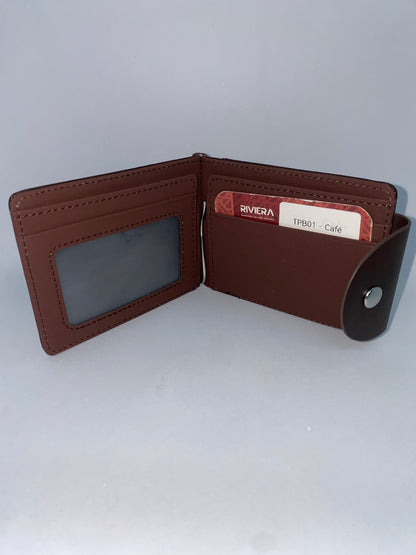 TPB01 - Tarjetero con clic para Pisa Billetes de cuerina marca Quality Leather