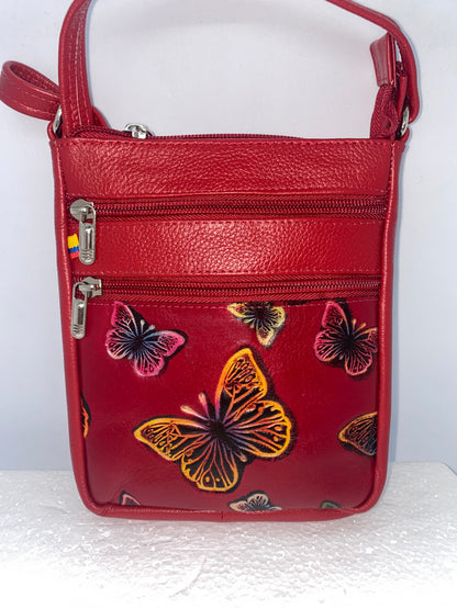 CMP35 - Carriel de cuero pintado con mariposa