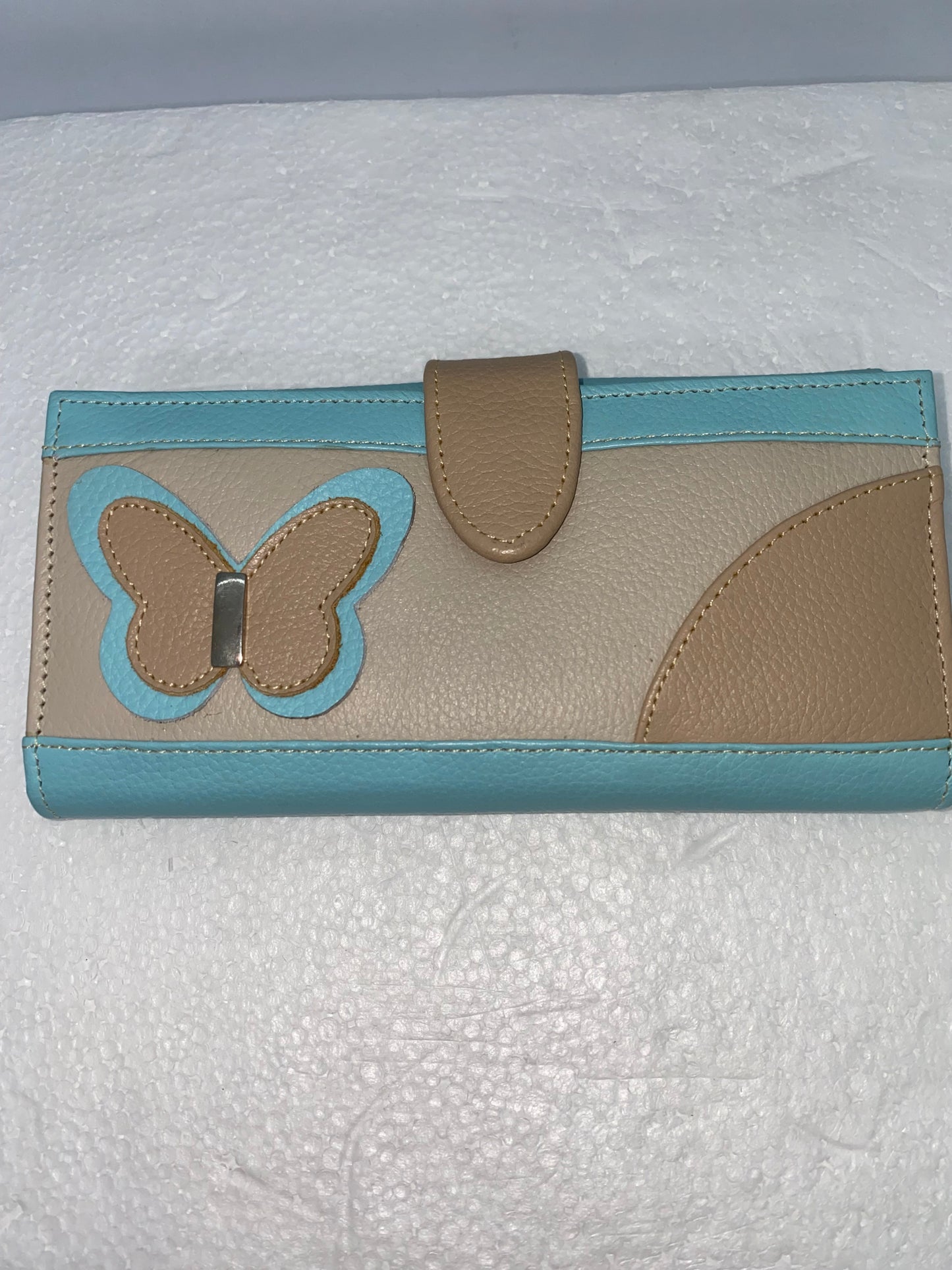 WF50 - Wallet de cuero graso con diseño de mariposa