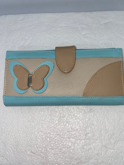 WF50 - Wallet de cuero graso con diseño de mariposa