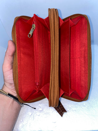 WDZ451 - Wallet doble zipper de cuero graso marca Quality Leather