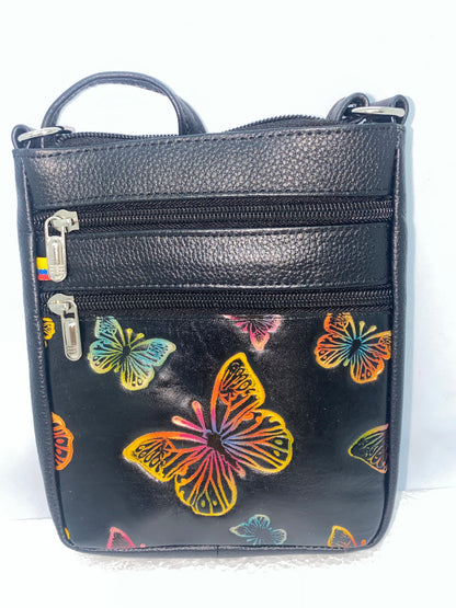 CMP35 - Carriel de cuero pintado con mariposa