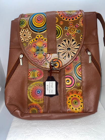 MPN69 - Mochila de cuero graso pintada para dama marca Quality Leather