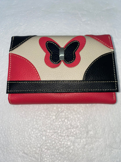 W356 - Wallet de cuero con mariposa de diseño
