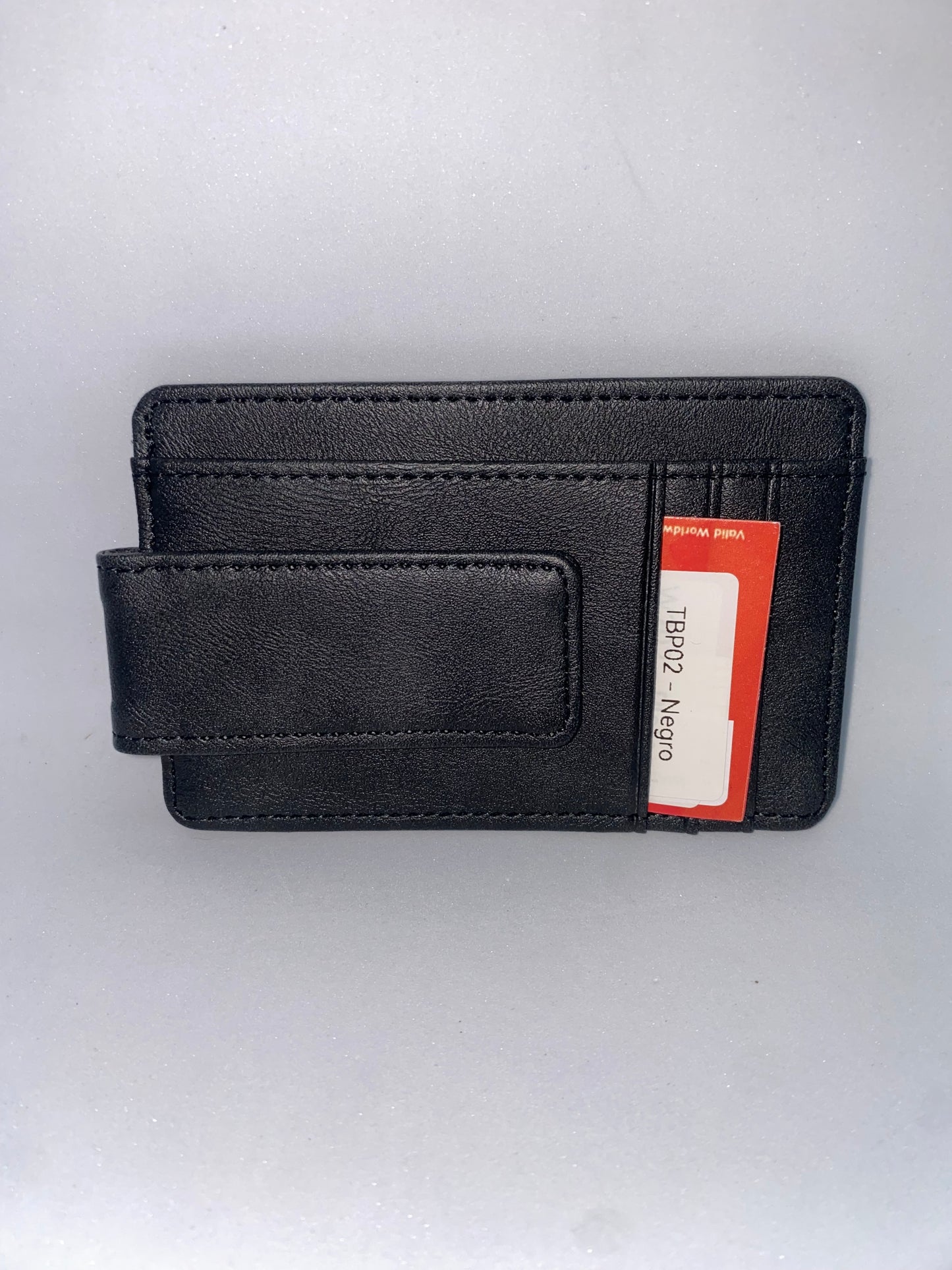TPB02 - Tarjetero con clic pisa billetes de cuerina marca Quality Leather