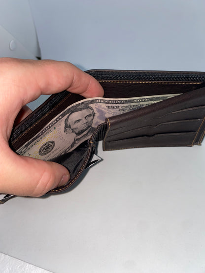 B12Z - Billetera de cuero tula con zipper marca Quality Leather