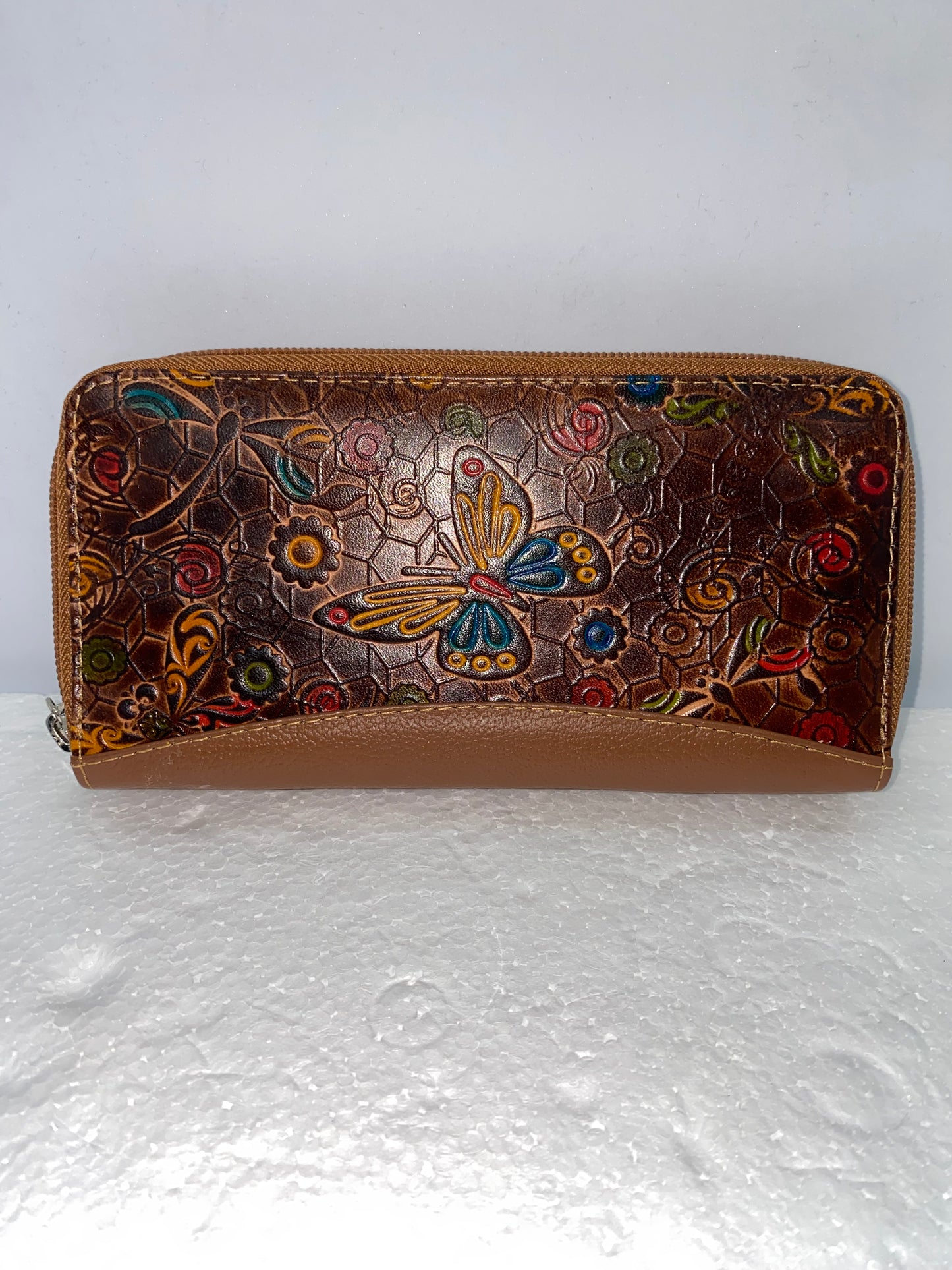 WDZ45 - Wallet de cuero con doble zipper