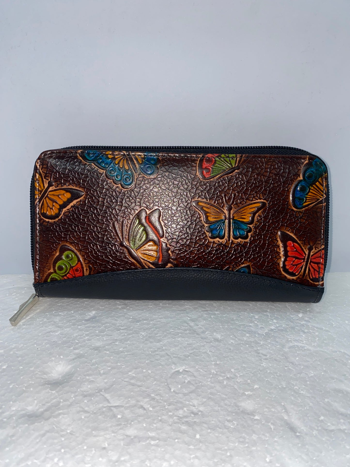 WDZ45 - Wallet de cuero con doble zipper