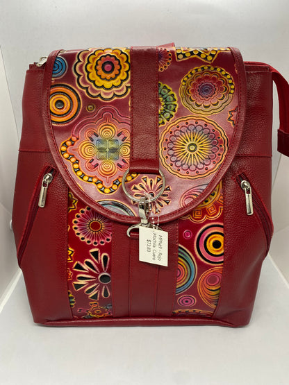 MPN69 - Mochila de cuero graso pintada para dama marca Quality Leather
