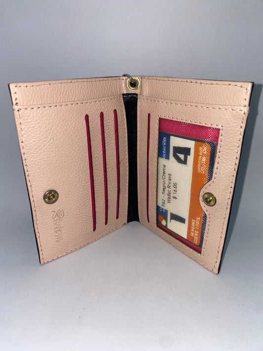 T62 - Wallet mini de cuero Nappa marca Riviera