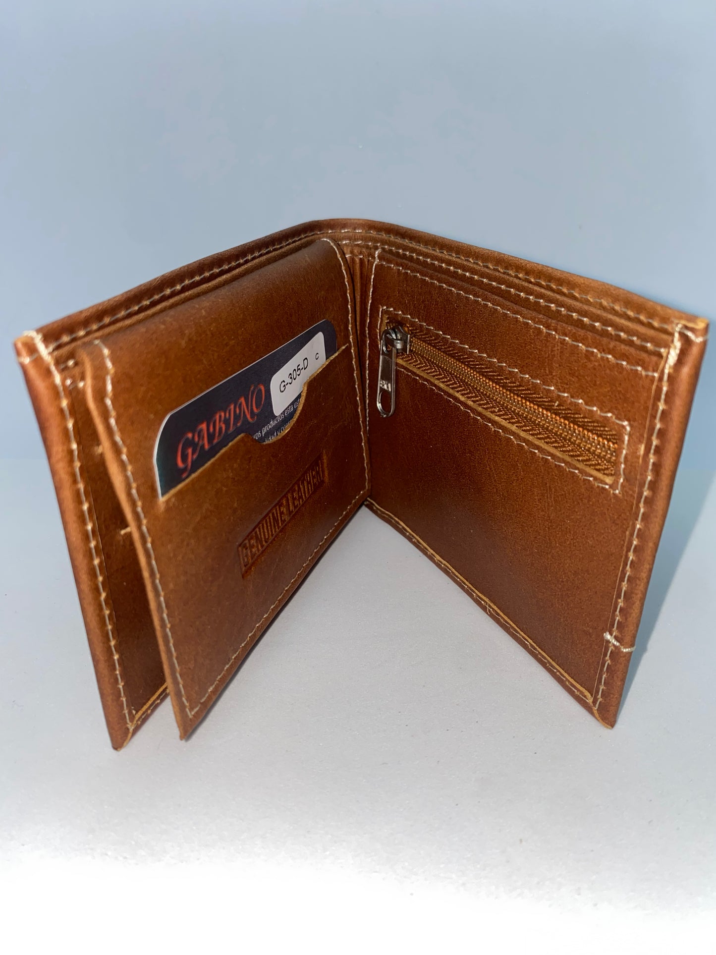 BG305D - Billetera de cuero Genuino con zipper marca Gabino