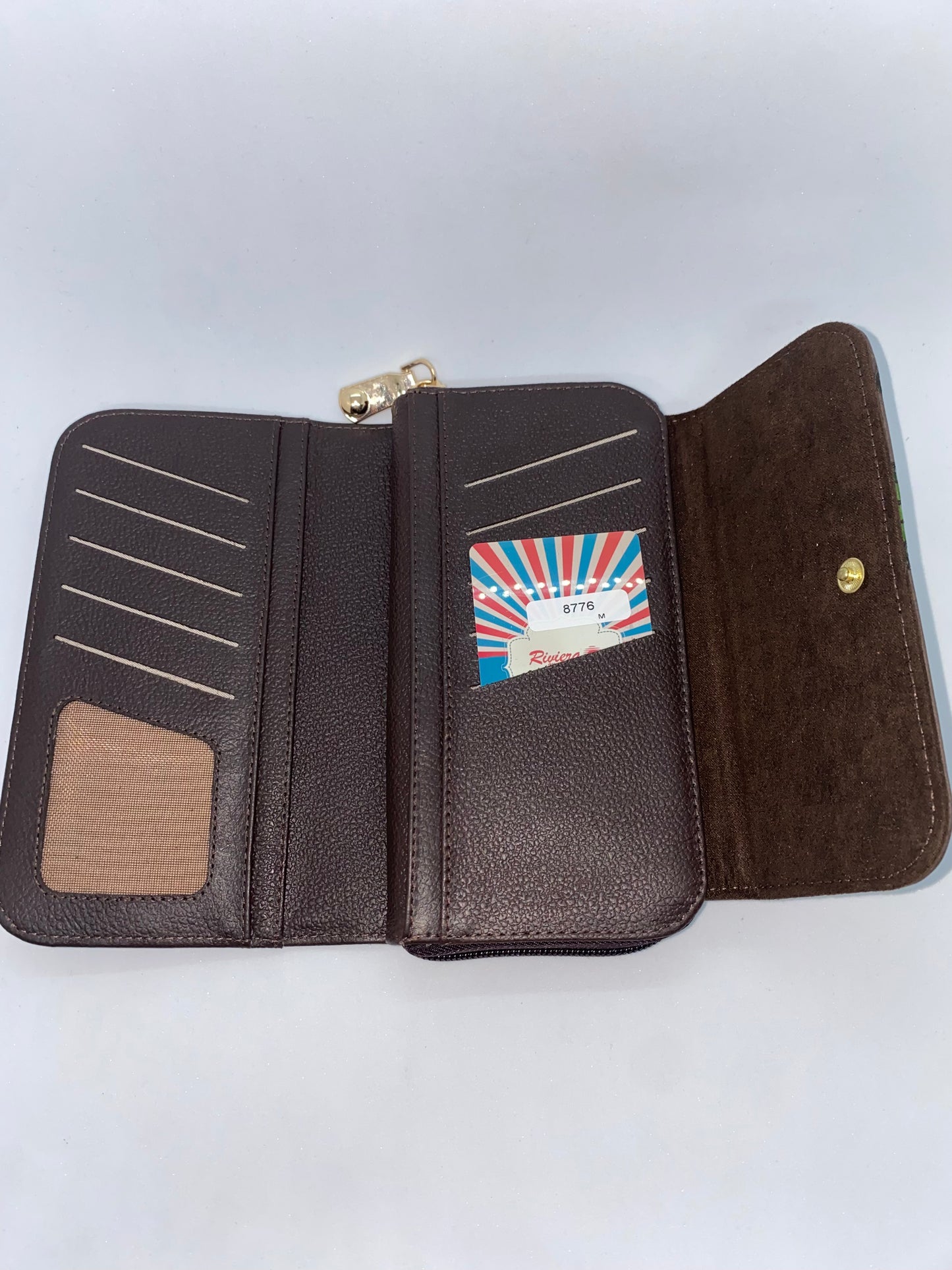 W8776 - Wallet de cuero para dama marca Riviera con diseño de mariposa