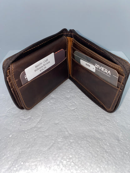 B6059 - Billetera de cuero con zipper marca Riviera
