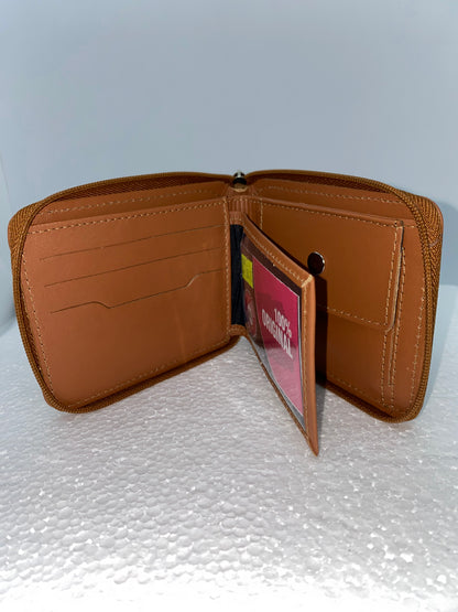 B021 - Billetera de cuero con zipper y broche