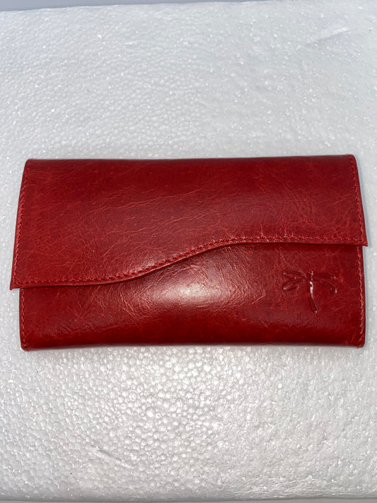 W078 - Wallet de cuero para dama con diseño de libelula