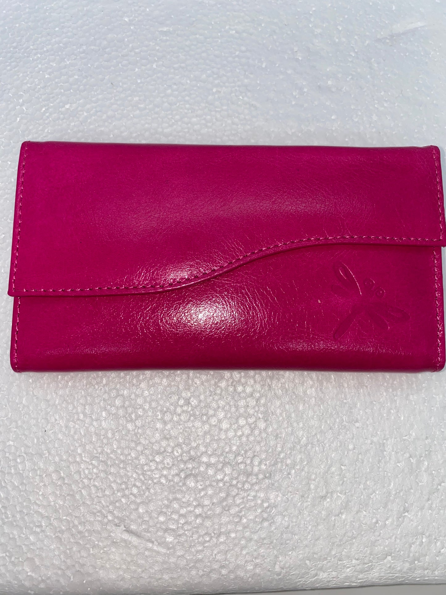 W078 - Wallet de cuero para dama con diseño de libelula