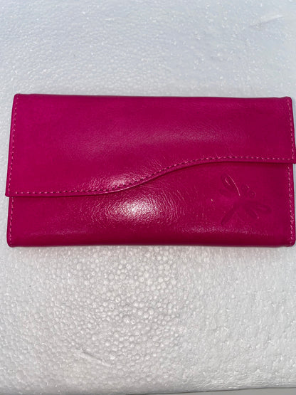 W078 - Wallet de cuero para dama con diseño de libelula