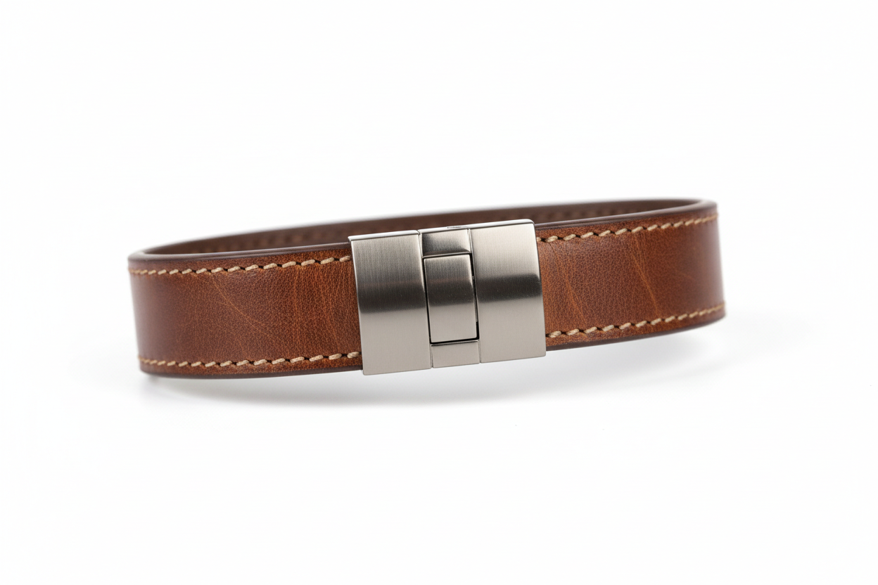 Pulsera de cuero con broche de iman